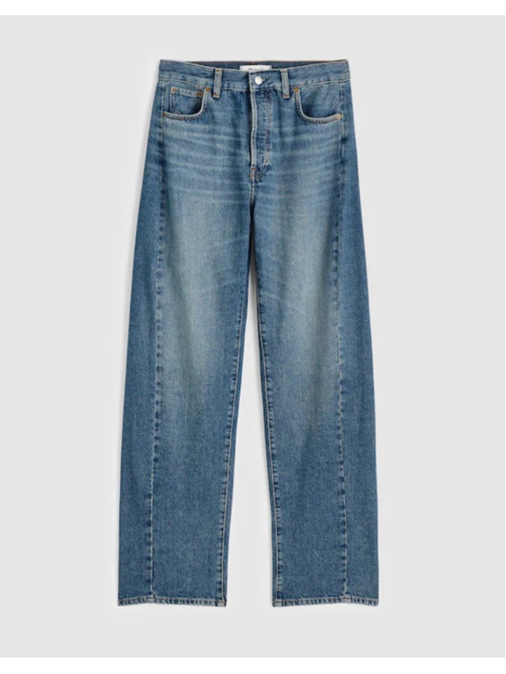 Madewell Pieced Barrel-Leg Jeans in Faded Blue Denim